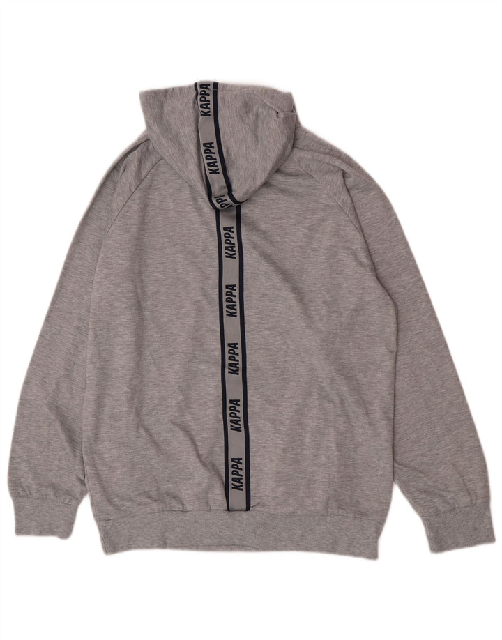 Kappa Mens Graphic Hoodie Jumper Large Grey Flecked Polyester