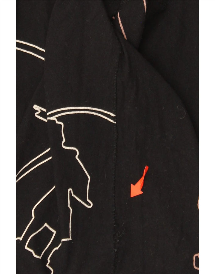 Desigual Womens Barcelona Graphic Top Long Sleeve UK 12 Medium Black Cotton