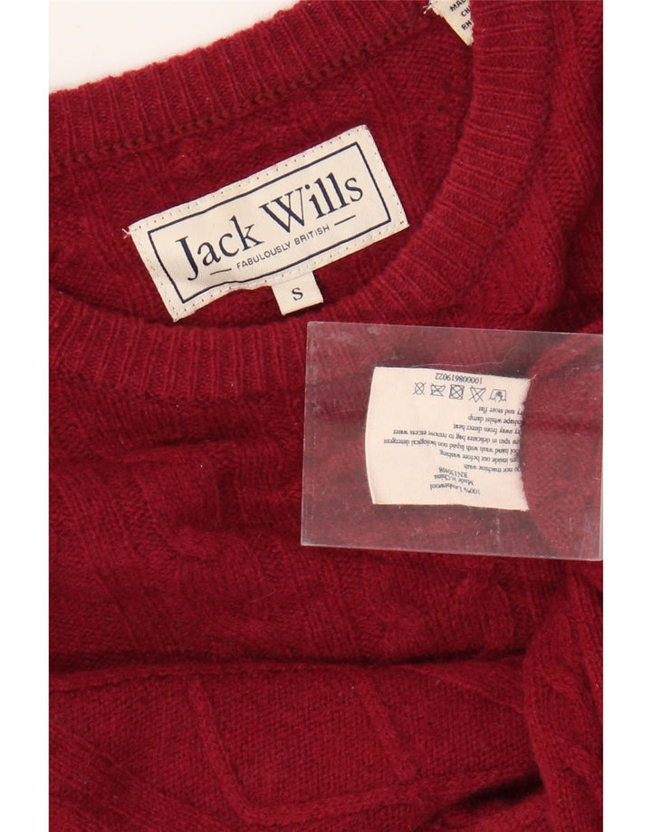 JACK WILLS Mens Crew Neck Jumper Sweater Small Red Wool