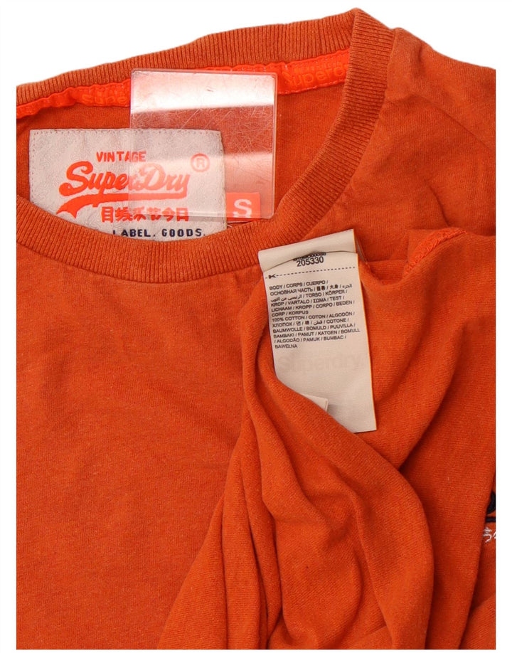 Superdry Mens Graphic T-Shirt Top Small Orange Cotton