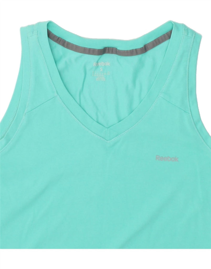 REEBOK Womens Vest Top UK 8/10 Small Turquoise Cotton | Vintage Reebok | Thrift | Second-Hand Reebok | Used Clothing | Messina Hembry 