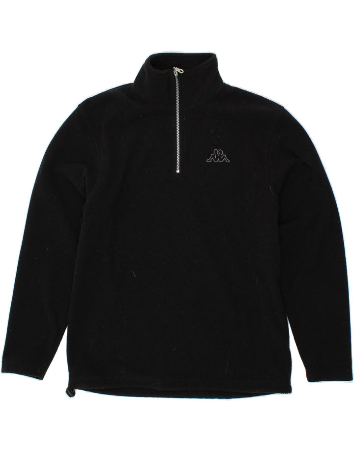 KAPPA Mens Zip Neck Fleece Jumper Small Black Polyester Vintage Kappa and Second-Hand Kappa from Messina Hembry 