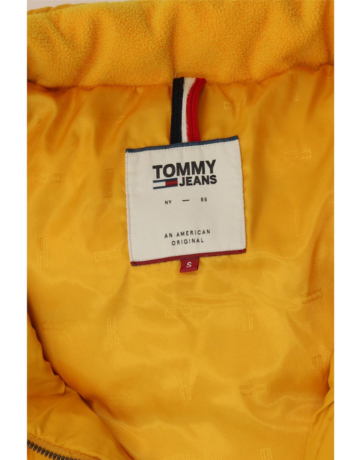 TOMMY HILFIGER Womens Hooded Padded Jacket UK 10 Small Yellow Polyester