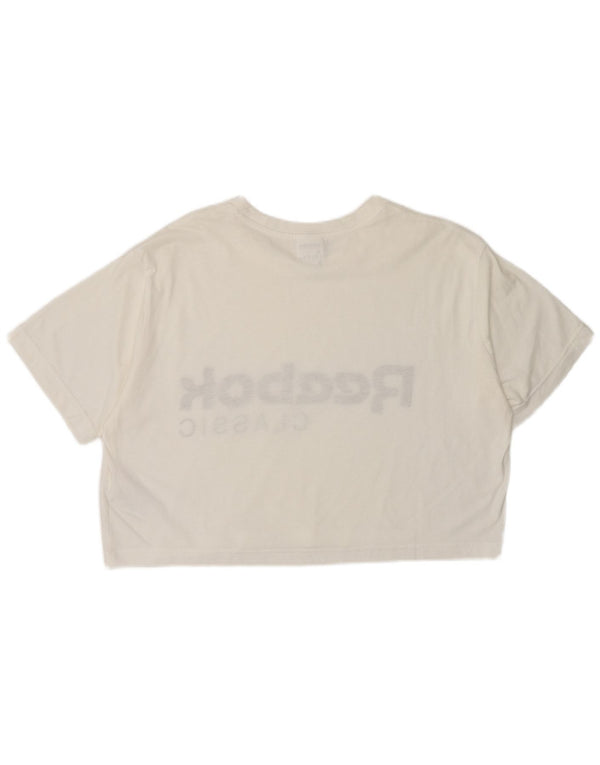Reebok Womens Classic Crop Graphic T-Shirt Top UK 8/10 Small White