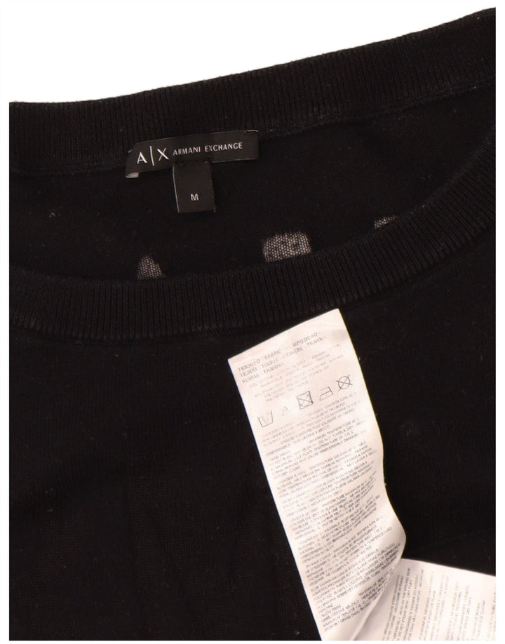 Armani Exchange Womens Graphic Boat Neck Jumper Sweater UK 14 Medium Black