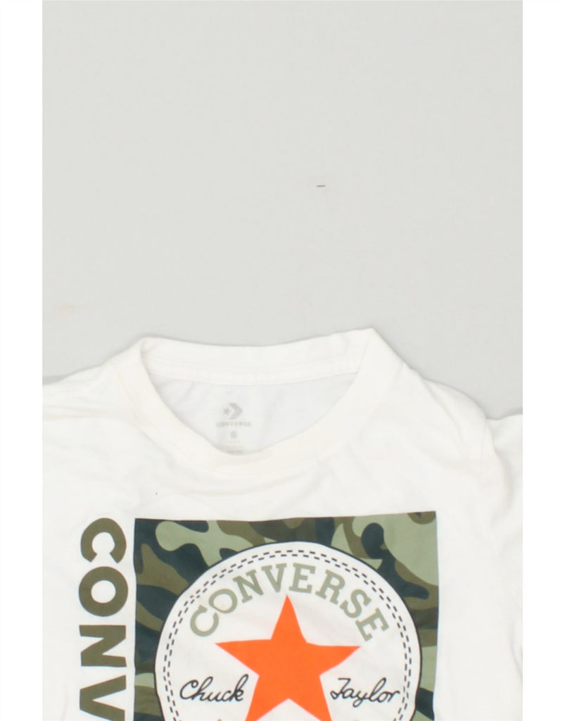 CONVERSE Boys Graphic T-Shirt Top 5-6 Years White Cotton | Vintage Converse | Thrift | Second-Hand Converse | Used Clothing | Messina Hembry 