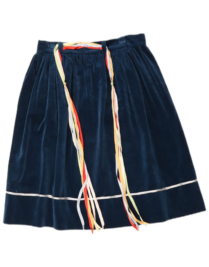 Vintage Womens Flared Skirt W28 Medium Blue Retro