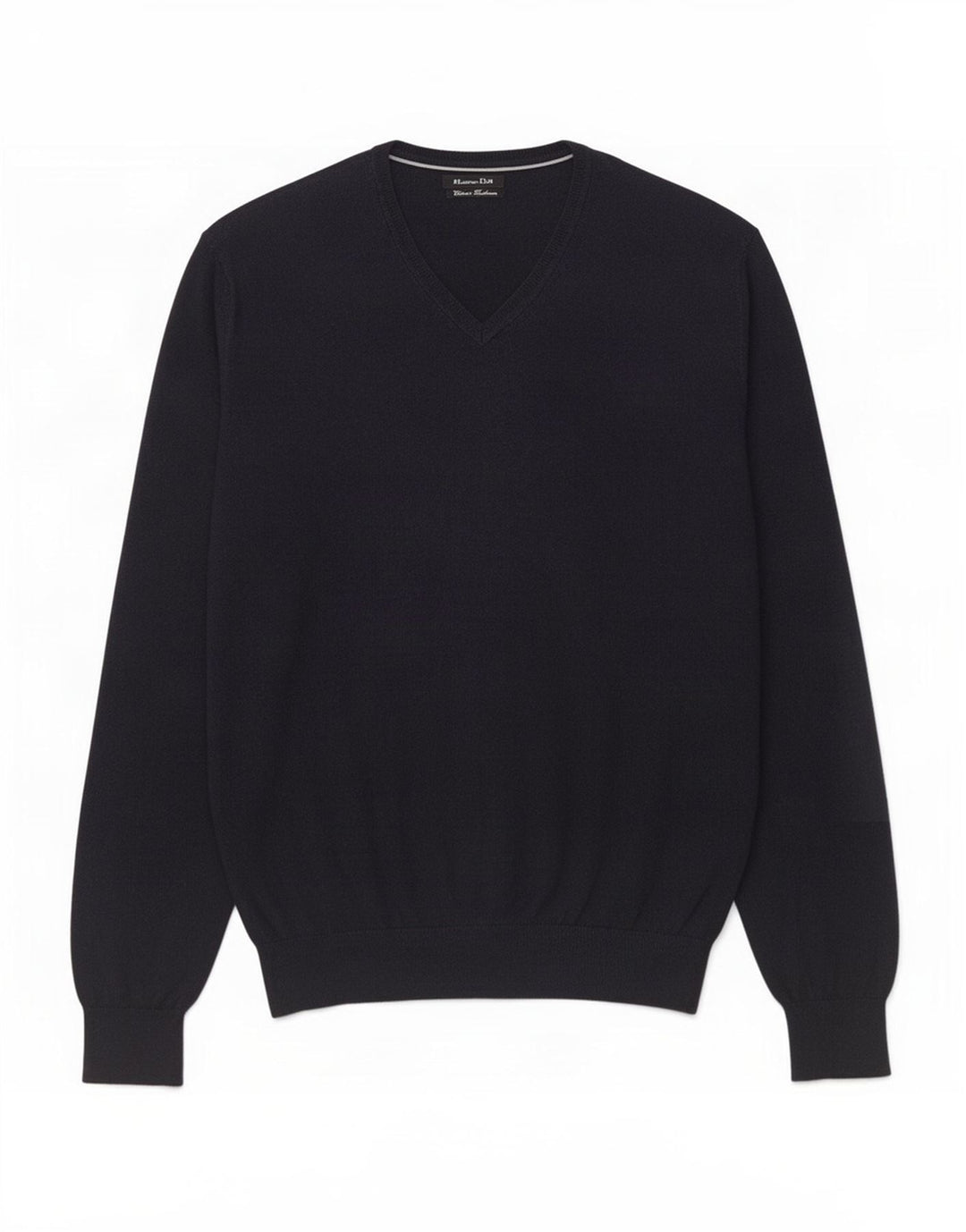 Massimo Dutti Mens V-Neck Jumper Sweater Medium Navy Blue Cotton