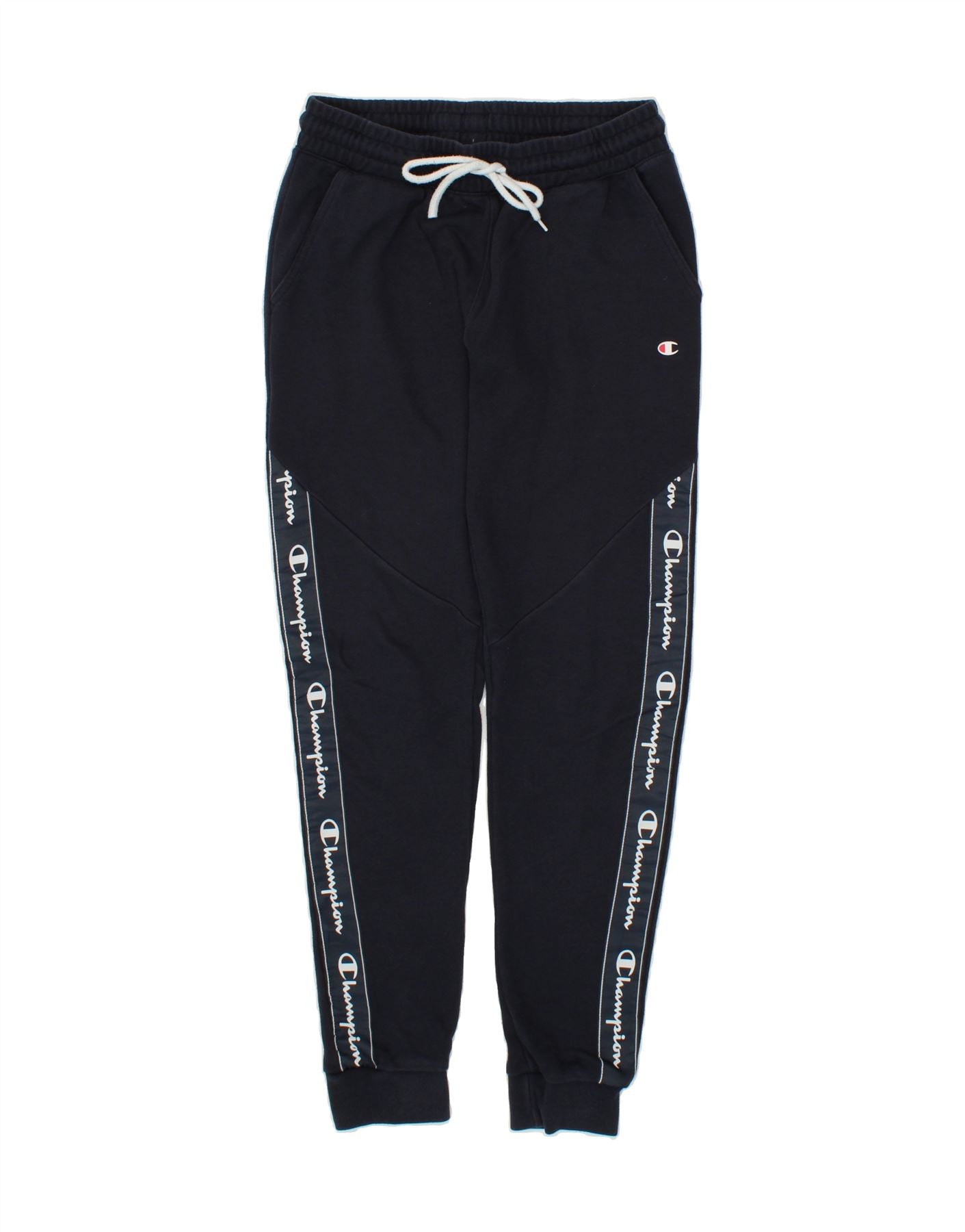 CHAMPION Womens Graphic Tracksuit Trousers Joggers UK XS Navy