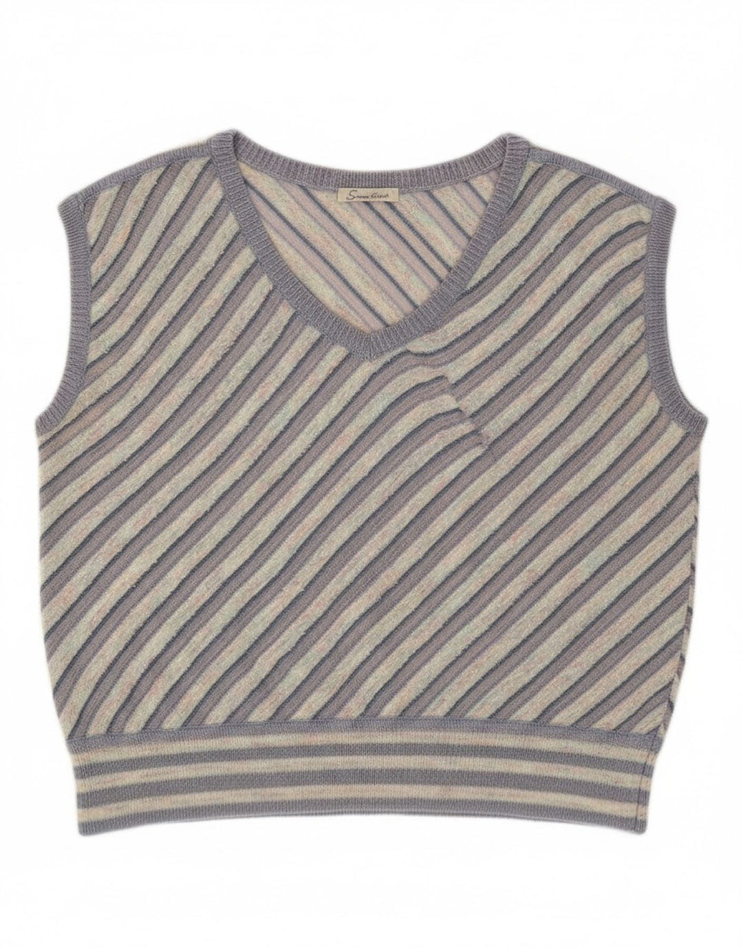 Vintage Womens Vest Tank Top UK 12 Medium Purple Striped