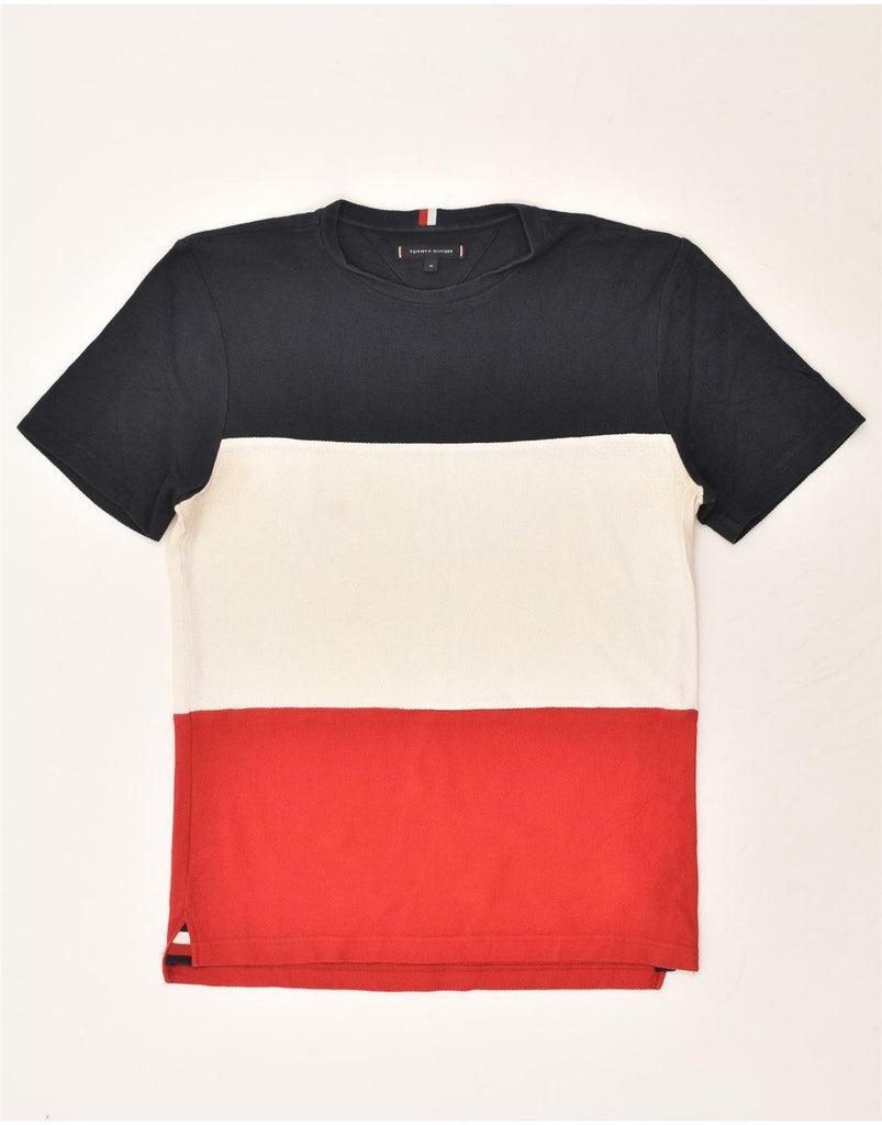 TOMMY HILFIGER Mens T-Shirt Top Medium Red Colourblock Cotton | Vintage Tommy Hilfiger | Thrift | Second-Hand Tommy Hilfiger | Used Clothing | Messina Hembry 
