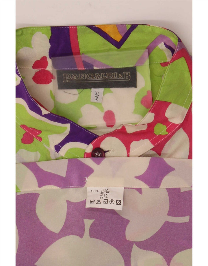 Pancaldi & B Mens Shirt XL Multicoloured Floral Silk