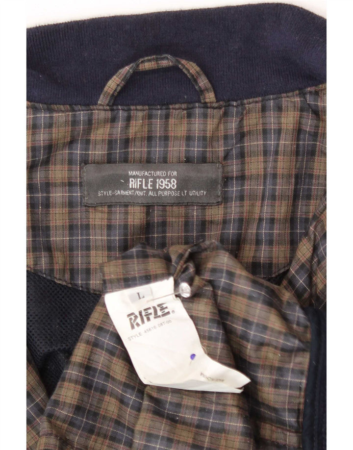 Rifle Mens Bomber Jacket UK 40 Large Brown Check Polyester