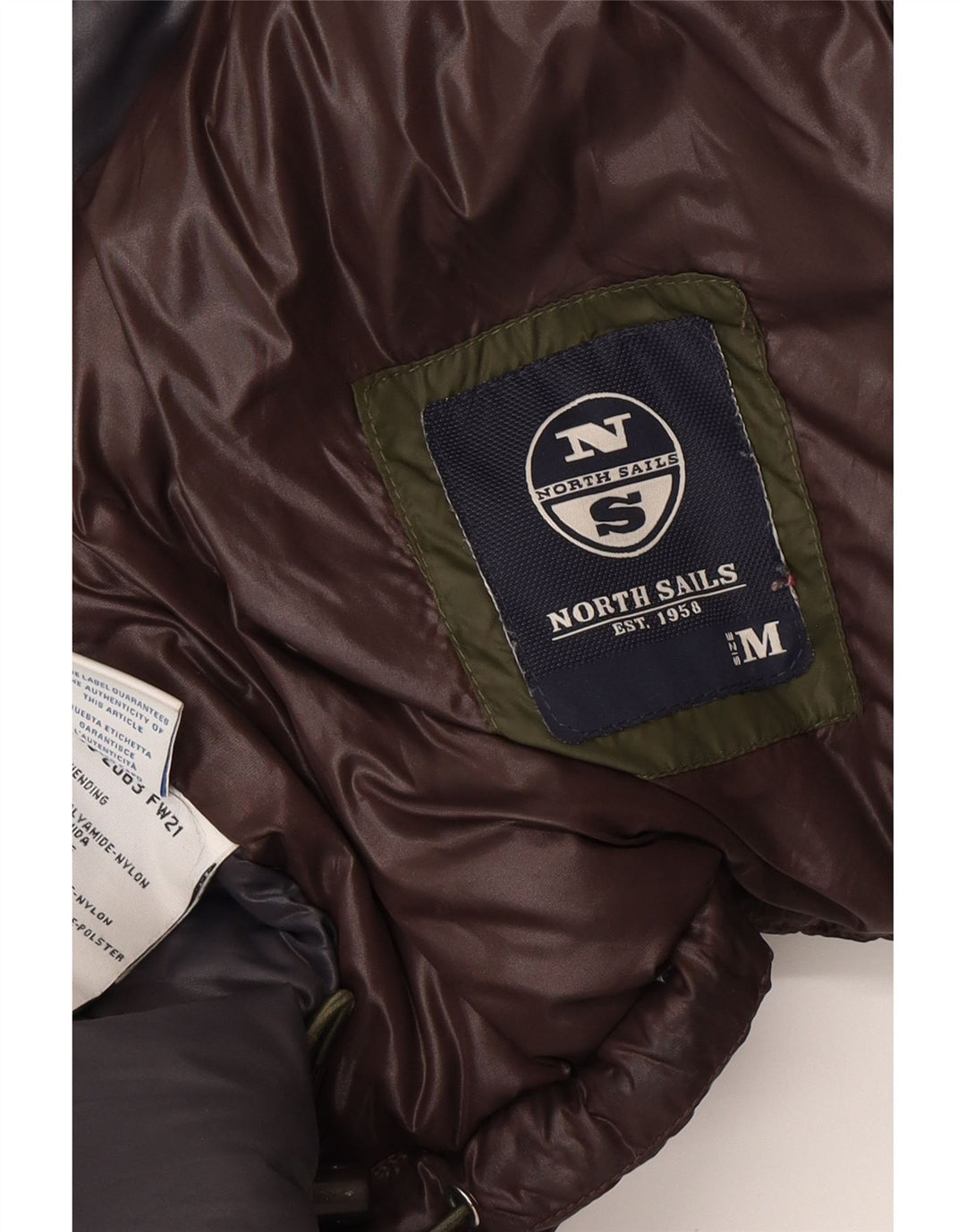 NORTH SAILS Mens Padded Jacket UK 38 Medium Brown Polyamide