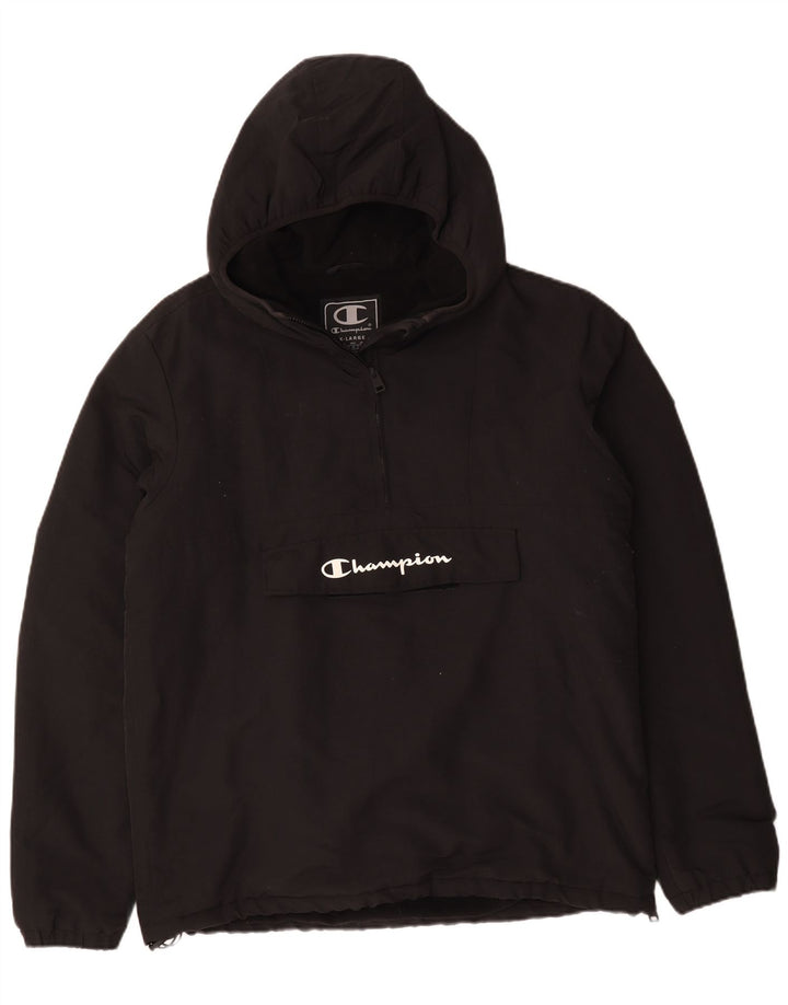 Champion Mens Hooded Anorak Jacket UK 42 XL Black Polyamide