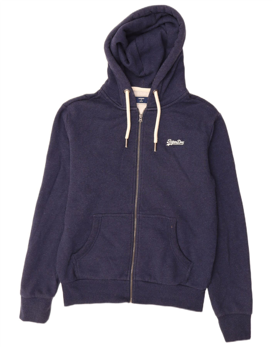 Superdry Mens Zip Hoodie Sweater Small Navy Blue Cotton