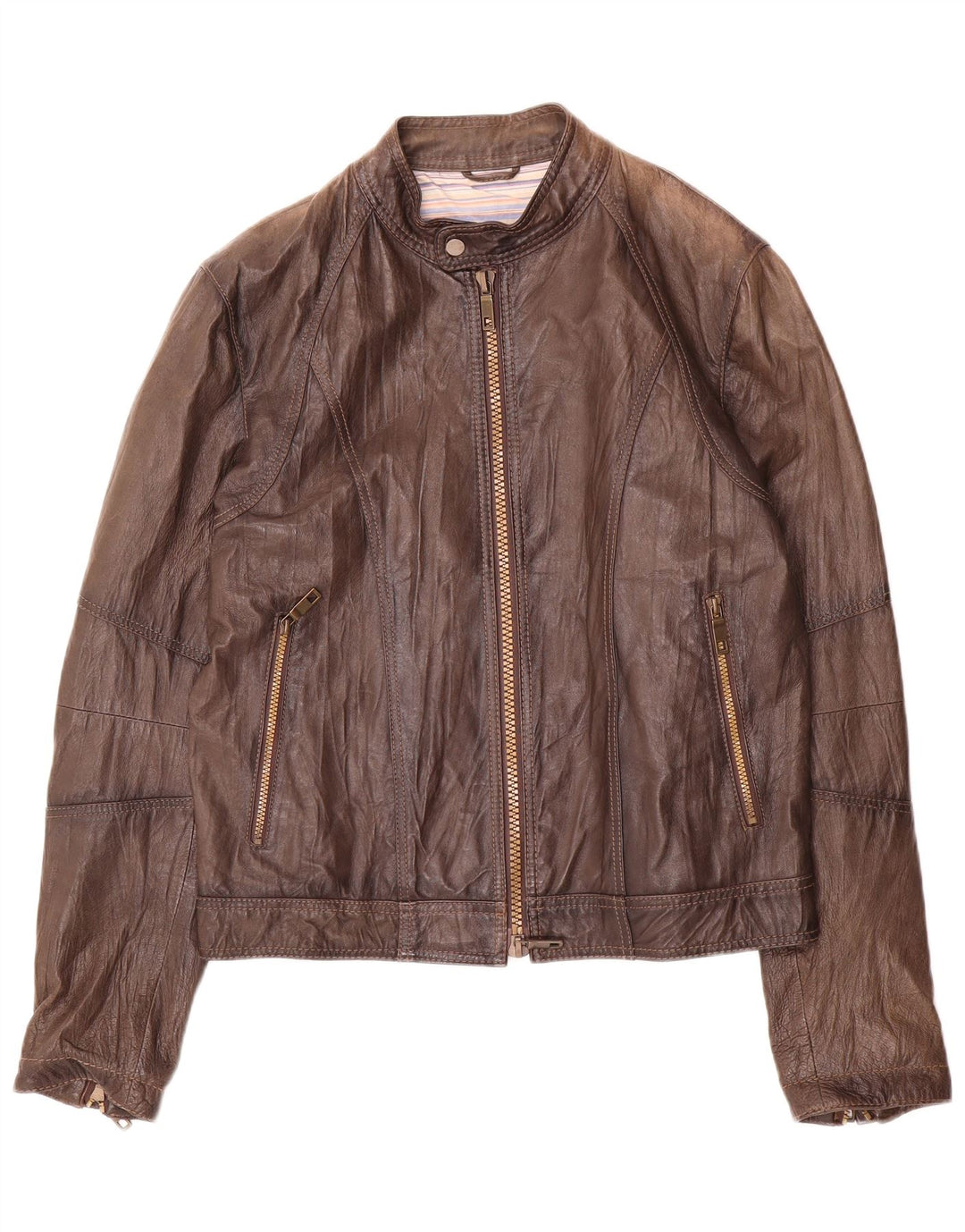 Vintage Mens Leather Jacket IT 48 Medium Brown