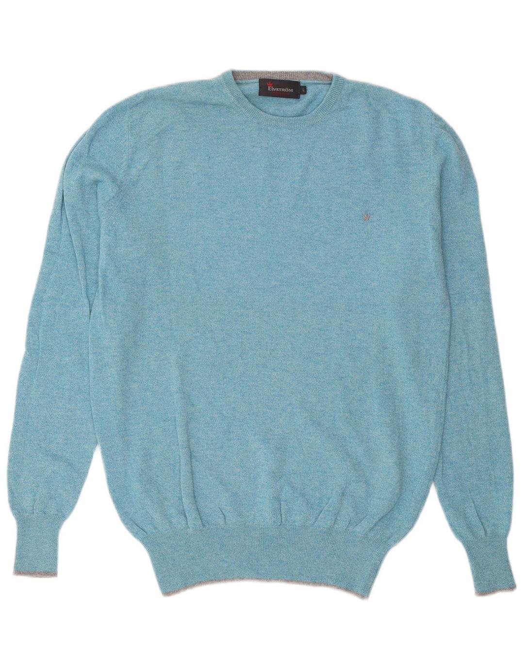 Elvstrom Mens Crew Neck Jumper Sweater Large Blue Flecked Wool