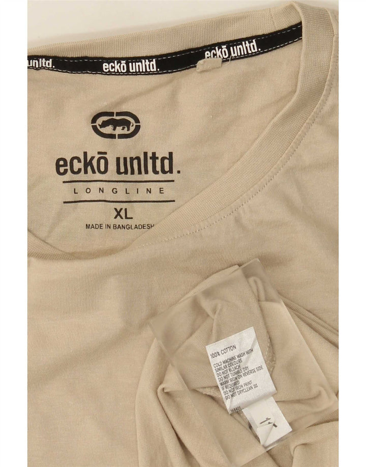 Ecko Unltd Mens Graphic T-Shirt Top XL Beige Cotton