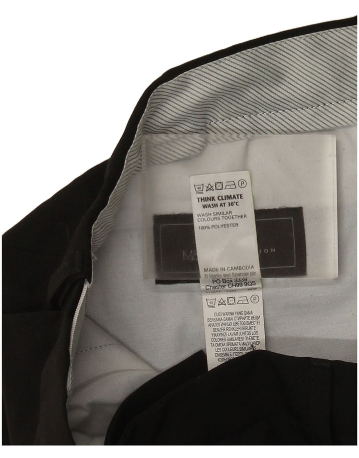 Marks & Spencer Mens Straight Regular Fit Suit Trousers W32 L31 Black