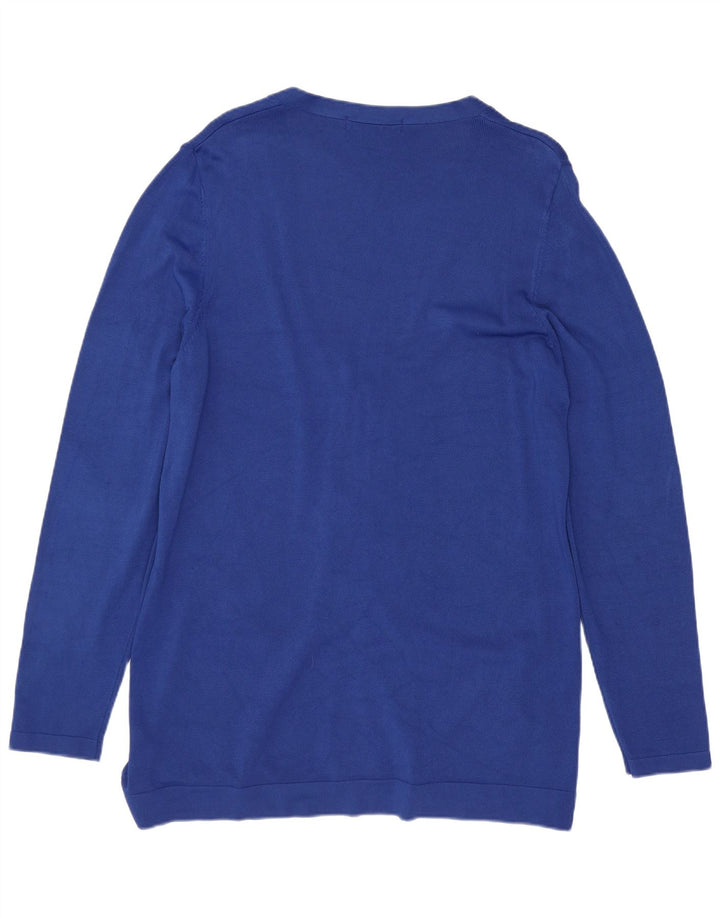 Marks & Spencer Womens Cardigan Sweater UK 14 Large Blue Linen