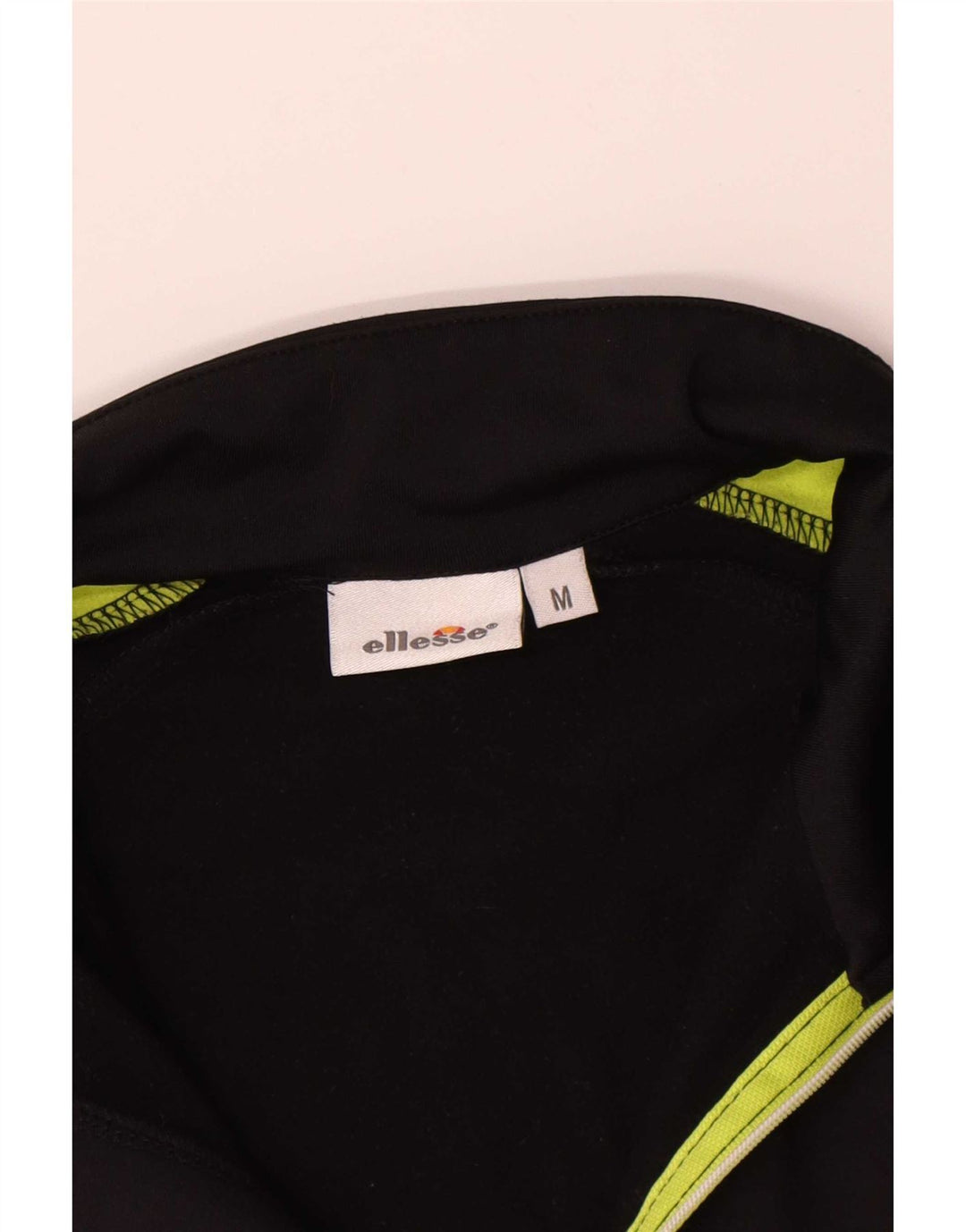 Ellesse Mens Zip Neck Pullover Tracksuit Top Medium Black Colourblock