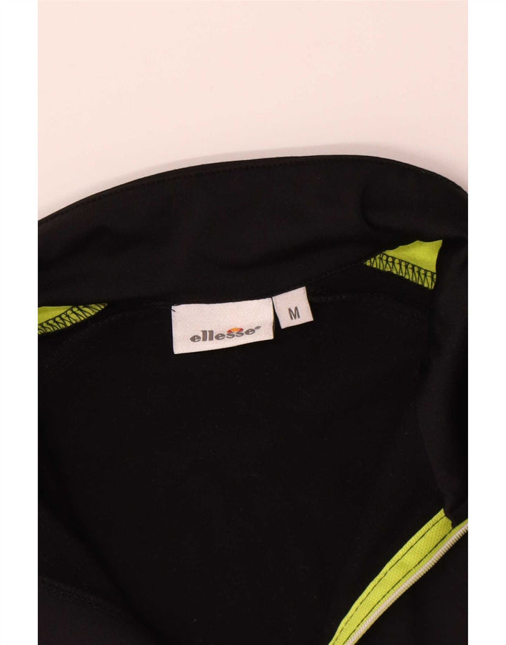 Ellesse Mens Zip Neck Pullover Tracksuit Top Medium Black Colourblock