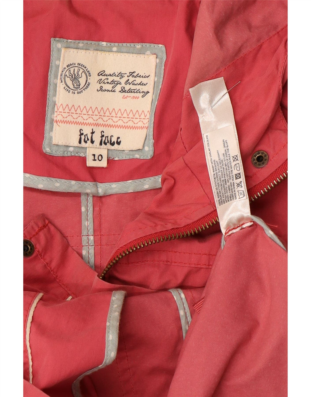 Fat Face Womens Hooded Duffle Jacket UK 10 Small Pink Cotton