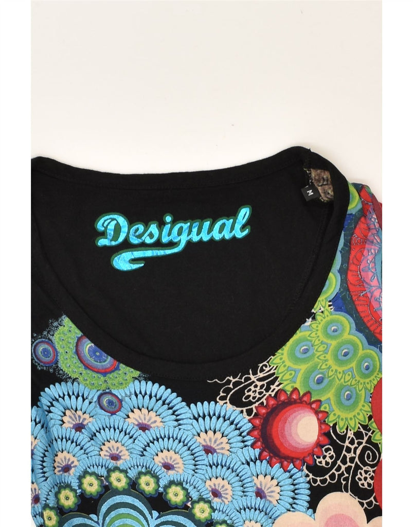 DESIGUAL Womens Graphic Long Sleeve A-Line Dress UK 12 Medium Black Cotton | Vintage Desigual | Thrift | Second-Hand Desigual | Used Clothing | Messina Hembry 