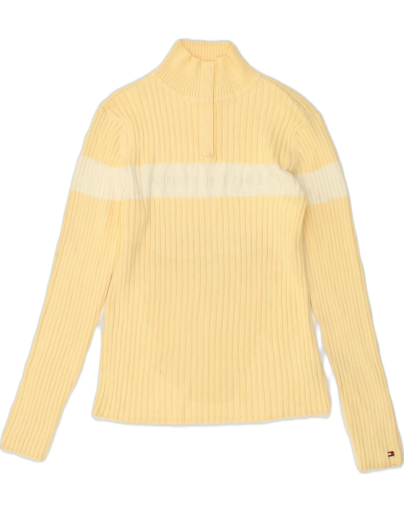 TOMMY HILFIGER Womens Button Neck Jumper Sweater UK 14 Large Yellow | Vintage Tommy Hilfiger | Thrift | Second-Hand Tommy Hilfiger | Used Clothing | Messina Hembry 