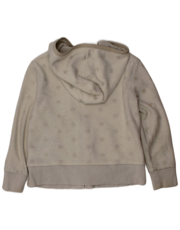 GAP Girls Graphic Hooded Fleece Jacket 6-7 Years Small White Polyester