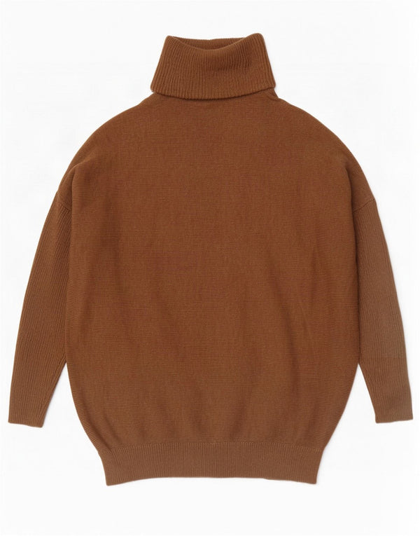 Boden Womens Oversized Roll Neck Jumper Sweater UK 10 Small Brown Cotton