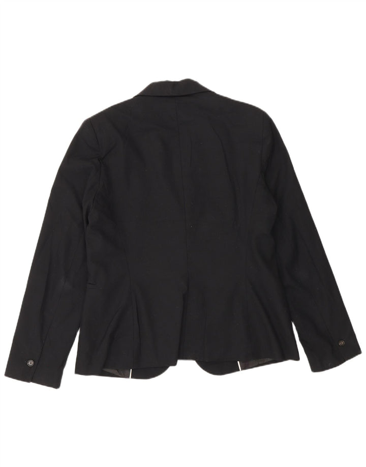 Zara Womens 1 Button Blazer Jacket EU 40 Medium Black Polyester