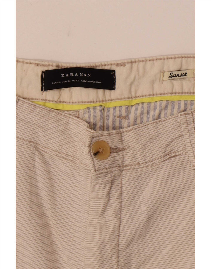 Zara Mens Sunset Chino Shorts EU 40 Medium W31 Off White Check