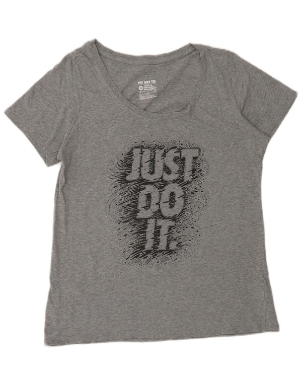 Nike Womens Graphic T-Shirt Top UK 18 XL Grey Cotton