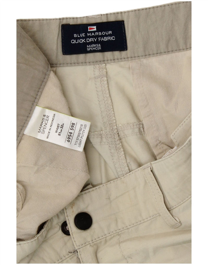 Marks & Spencer Mens Cargo Shorts W32 Medium Green Cotton
