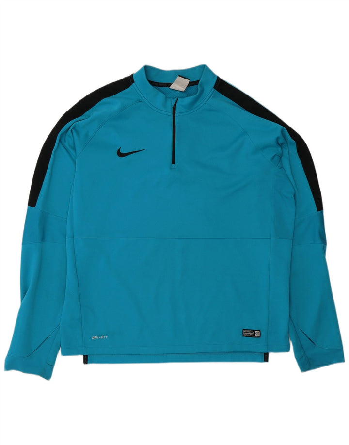 Nike Mens Dri Fit Zip Neck Pullover Tracksuit Top XL Blue Colourblock