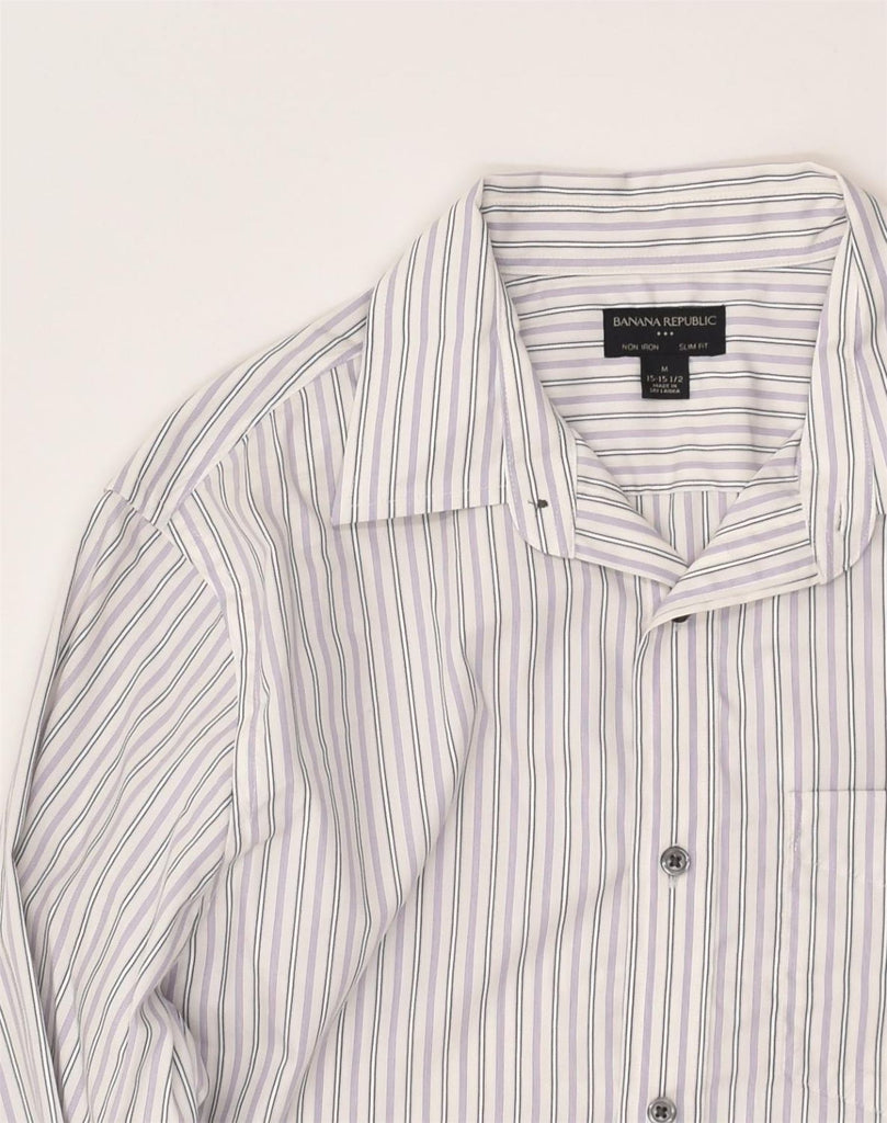 BANANA REPUBLIC Mens Shirt Size 15 1/2  Medium White Striped Cotton | Vintage Banana Republic | Thrift | Second-Hand Banana Republic | Used Clothing | Messina Hembry 