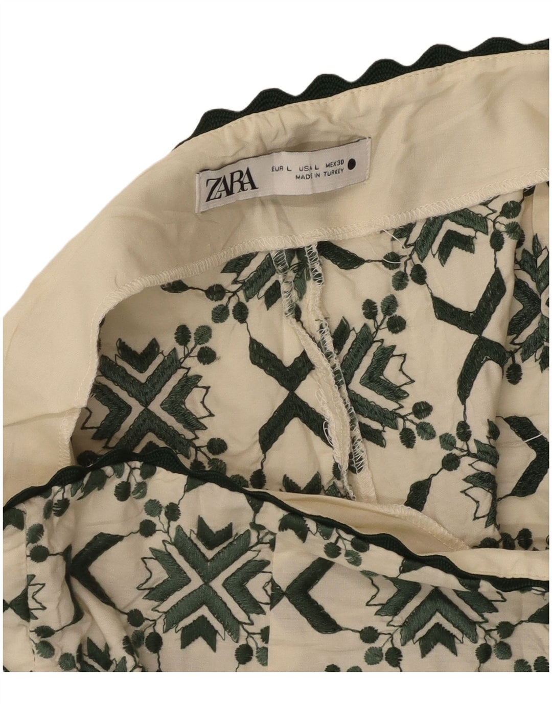 Zara Womens Casual Shorts Large W30 Off White Geometric