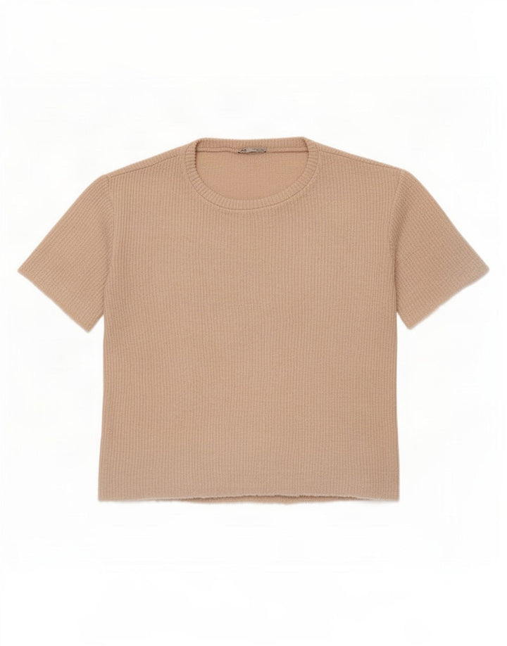 Zara Womens Oversized T-Shirt Top UK 16 Large Beige