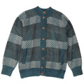 Vintage Mens Cardigan Sweater Large Blue Chevron