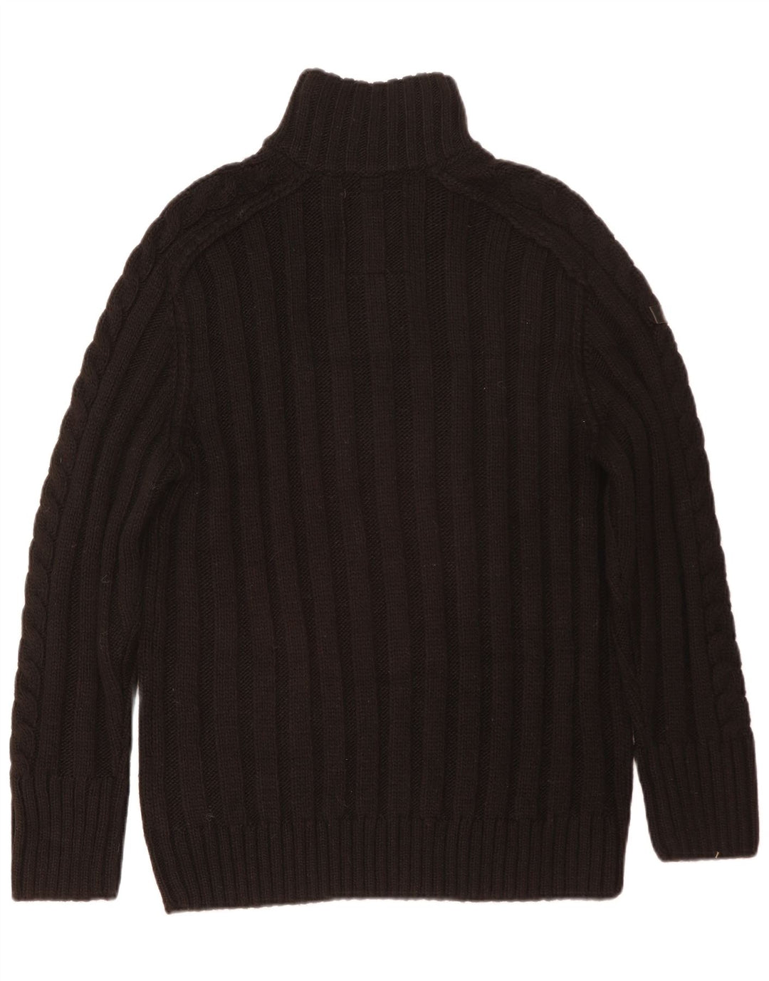 Superdry Mens Button Neck Jumper Sweater 2XL Brown Acrylic