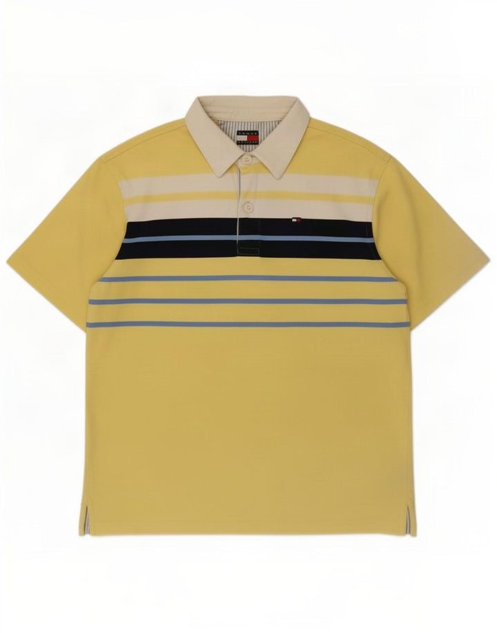 Tommy Hilfiger Mens Rugby Polo Shirt Medium Yellow Striped