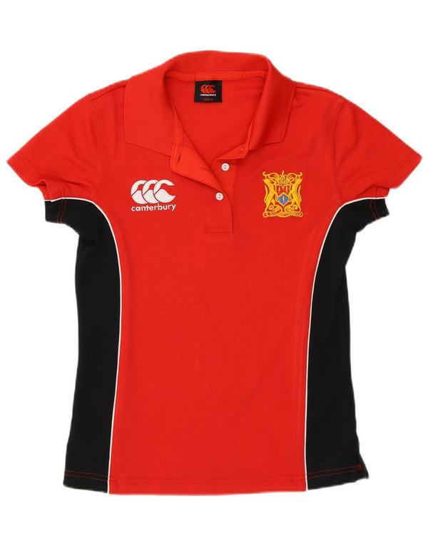 Canterbury Girls Graphic Polo Shirt 11-12 Years Red Colourblock Polyester