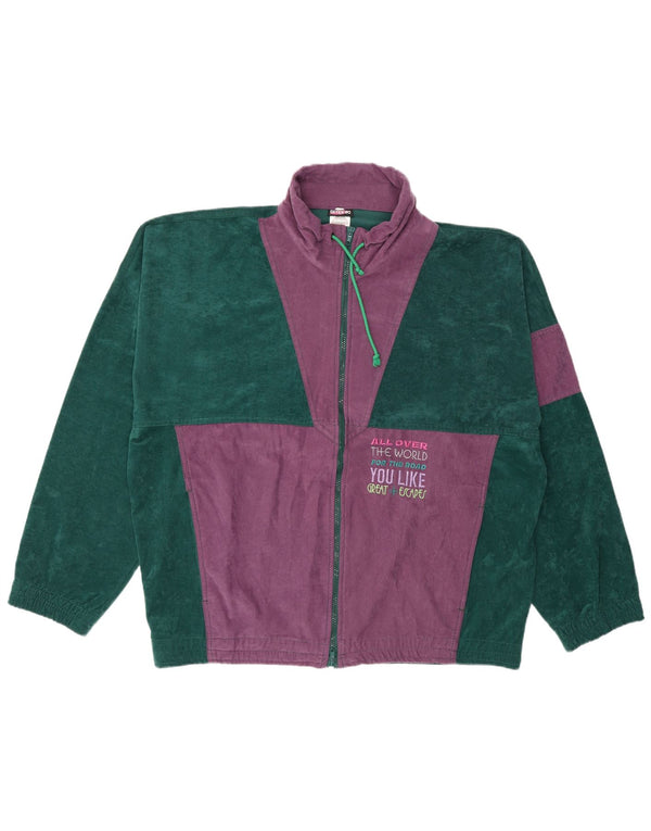 Terinda Mens Velour Tracksuit Top Jacket IT 56 XL Green Colourblock