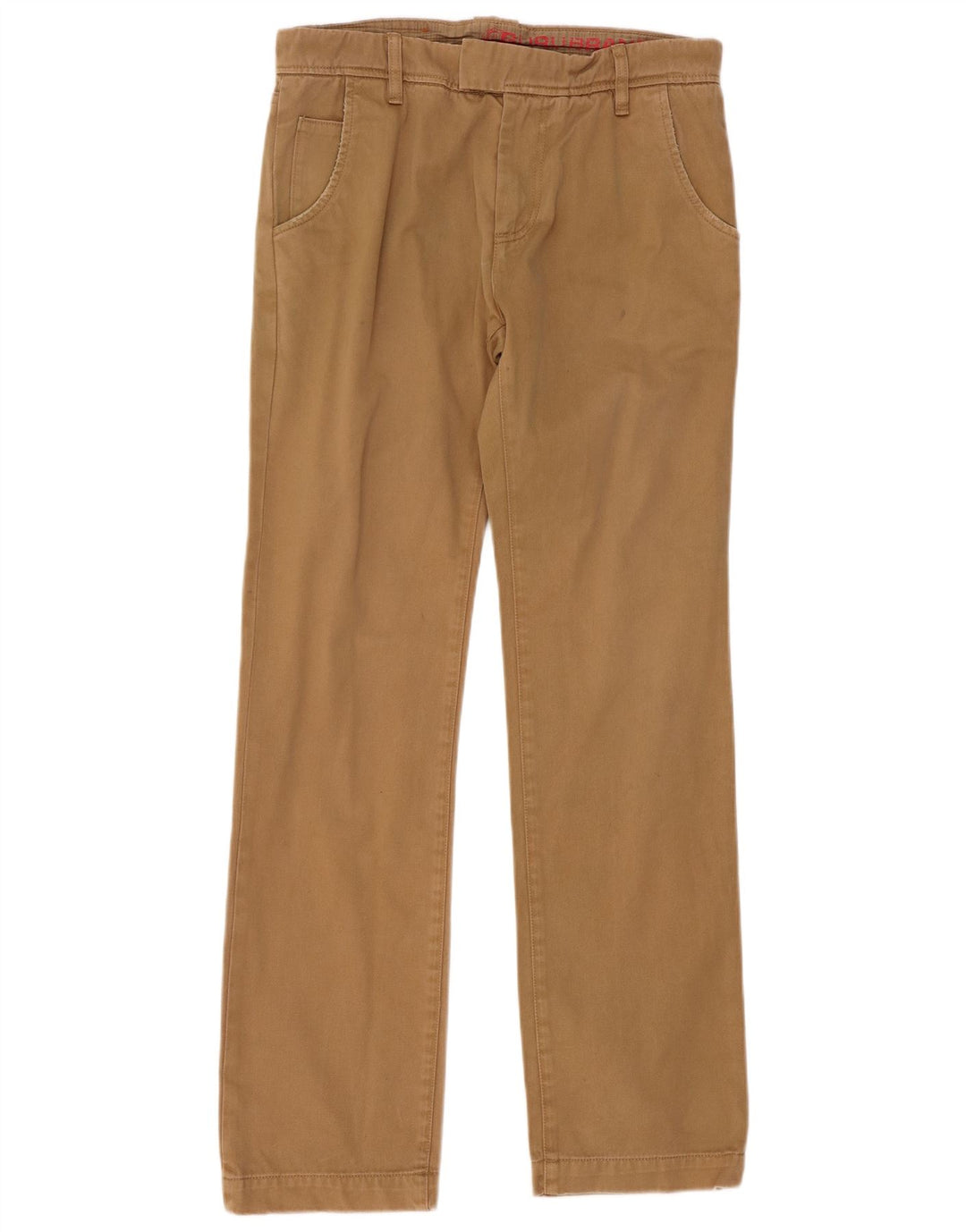 Guru Mens Straight Suit Trousers W33 L33 Brown Cotton