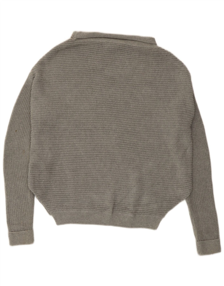 Topshop Womens Oversized Roll Neck Jumper Sweater UK 10 Small Grey Cotton