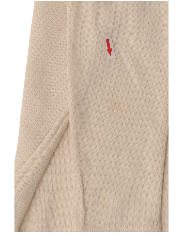 Zara Womens Long Sleeve Polo Shirt UK 14 Large Off White Polyester