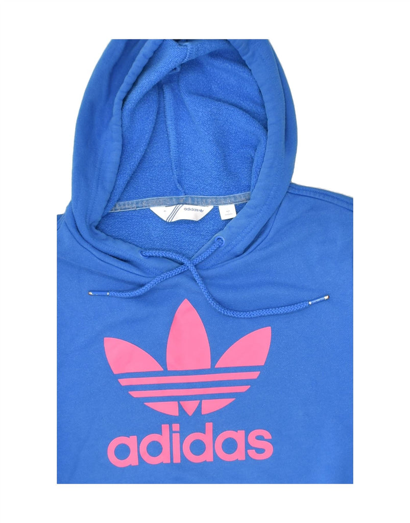 ADIDAS Womens Graphic Hoodie Jumper EU 40 Medium Blue | Vintage Adidas | Thrift | Second-Hand Adidas | Used Clothing | Messina Hembry 