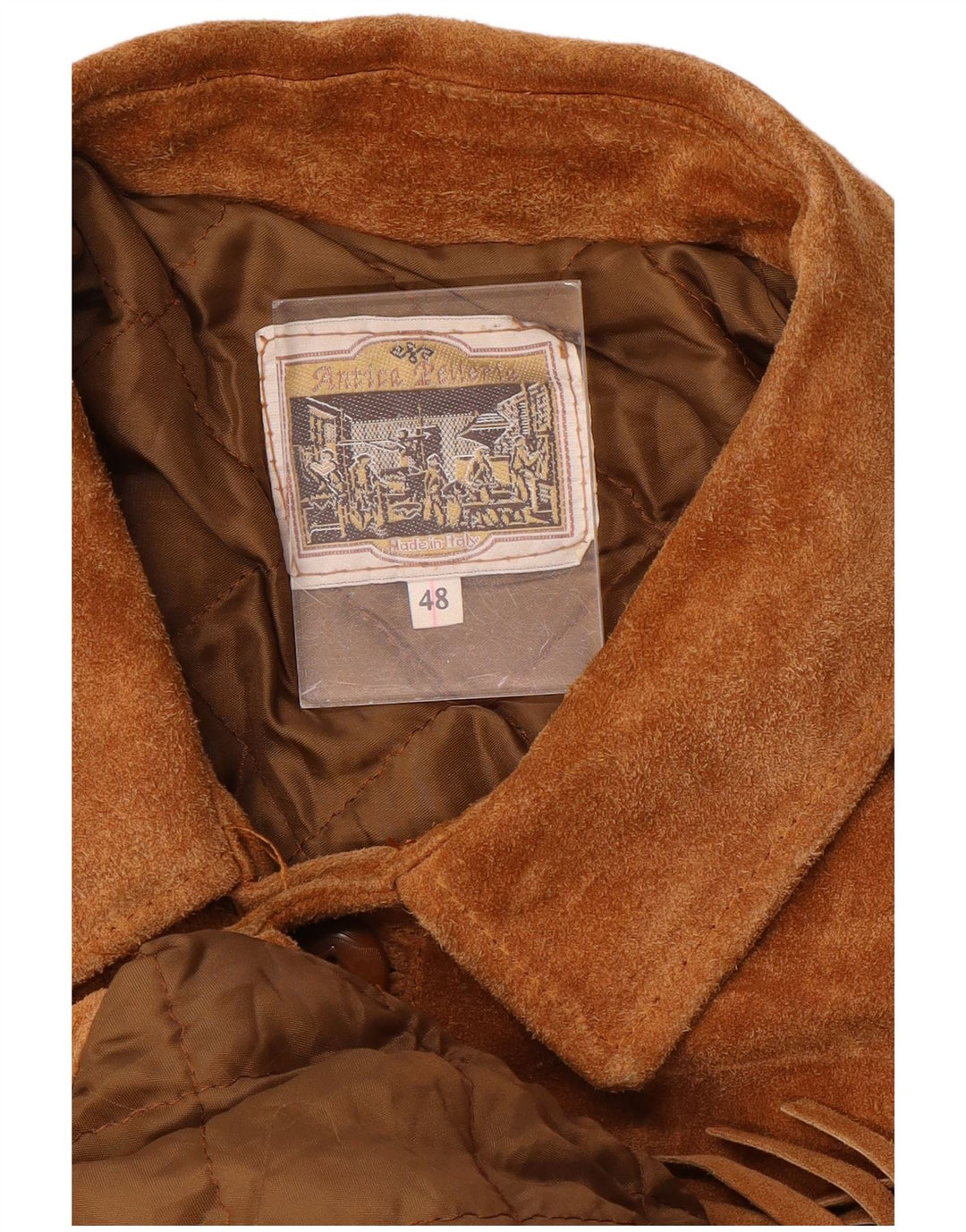 Antica Pelleria Mens Suede Jacket IT 48 Medium Brown Cowboy